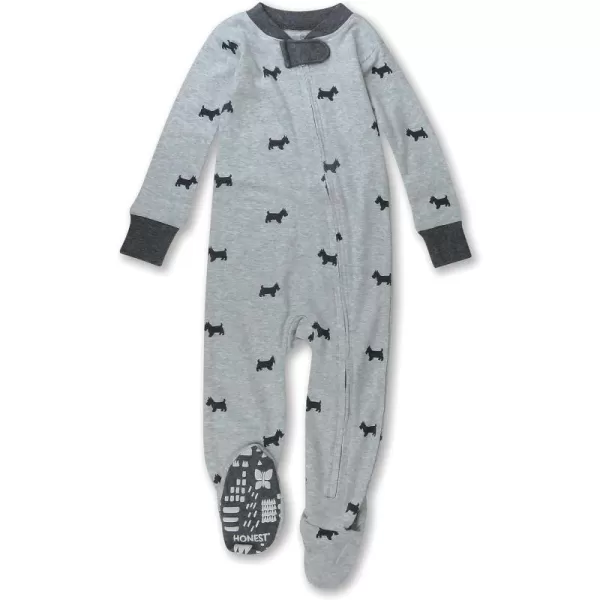 imageHonestBaby Baby Boys NonSlip Footed OnePiece ZipFront 100 Organic Cotton Pajamas LegacyGrey Scotty Dog