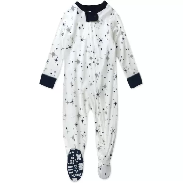 imageHonestBaby Baby Boys NonSlip Footed OnePiece ZipFront 100 Organic Cotton Pajamas LegacyJumbo Twinkle Star Navy