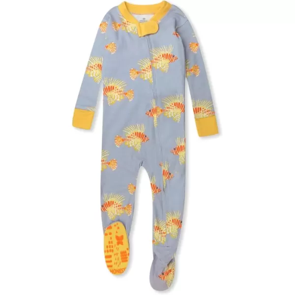 imageHonestBaby Baby Boys NonSlip Footed OnePiece ZipFront 100 Organic Cotton Pajamas LegacyLionfish