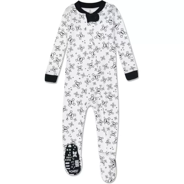 imageHonestBaby Baby Boys NonSlip Footed OnePiece ZipFront 100 Organic Cotton Pajamas LegacyTossed Skulls