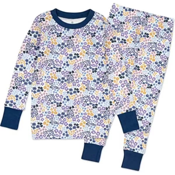 imageHonestBaby Baby Girls 2Piece Pajamas Sleepwear PJs 100 Organic Cotton for Infant Baby and Toddler Girl UnisexFall Floral Purple