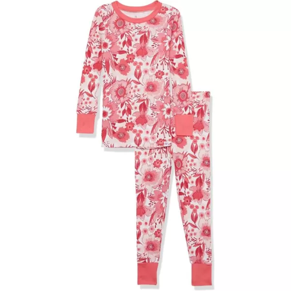 imageHonestBaby Baby Girls 2Piece Pajamas Sleepwear PJs 100 Organic Cotton for Infant Baby and Toddler Girl UnisexJumbo English Garden