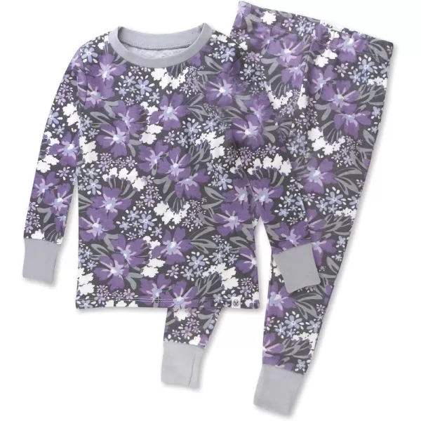 imageHonestBaby Baby Girls 2Piece Pajamas Sleepwear PJs 100 Organic Cotton for Infant Baby and Toddler Girl UnisexJumbo Floral Dusty Purple