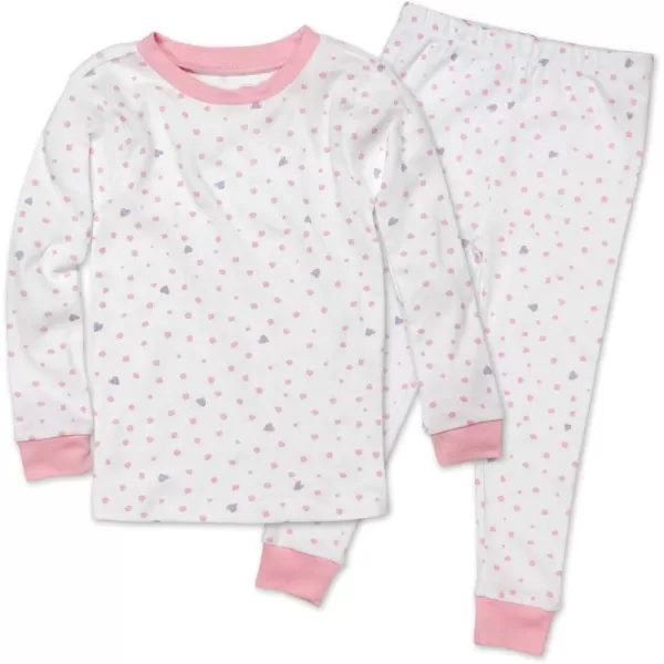 imageHonestBaby Baby Girls 2Piece Pajamas Sleepwear PJs 100 Organic Cotton for Infant Baby and Toddler Girl UnisexLove Dot