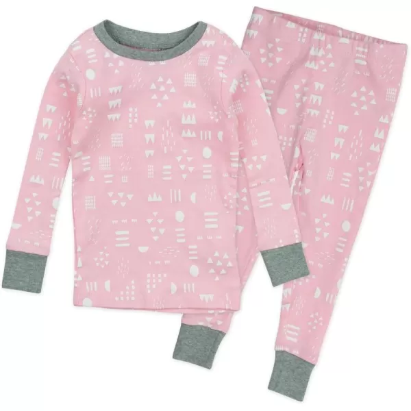 imageHonestBaby Baby Girls 2Piece Pajamas Sleepwear PJs 100 Organic Cotton for Infant Baby and Toddler Girl UnisexPattern Play Pink