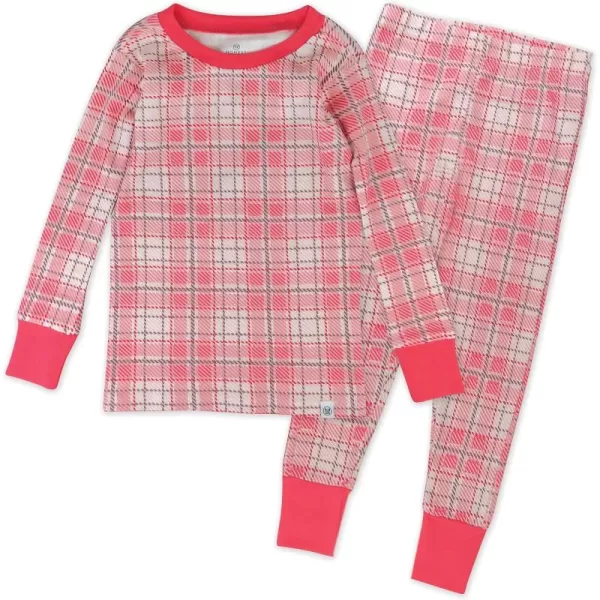 imageHonestBaby Baby Girls 2Piece Pajamas Sleepwear PJs 100 Organic Cotton for Infant Baby and Toddler Girl UnisexRomantic Plaid