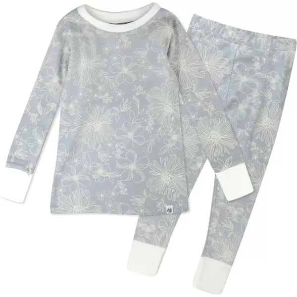 imageHonestBaby Baby Girls 2Piece Pajamas Sleepwear PJs 100 Organic Cotton for Infant Baby and Toddler Girl UnisexSketchy Floral Gray
