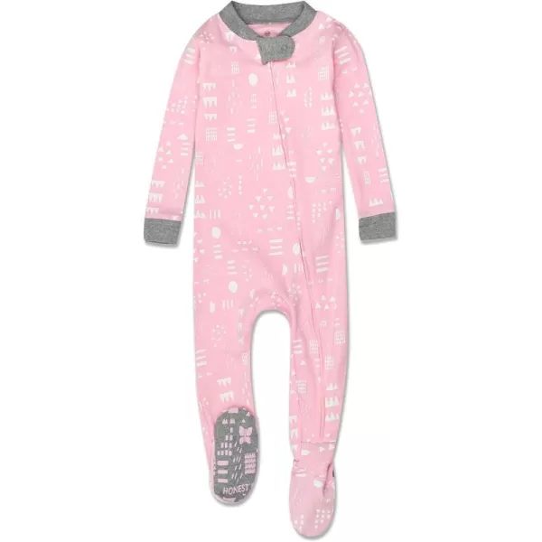 imageHonestBaby Baby Girls NonSlip Footed OnePiece ZipFront 100 Organic Cotton Pajamas LegacyPattern Play Pink