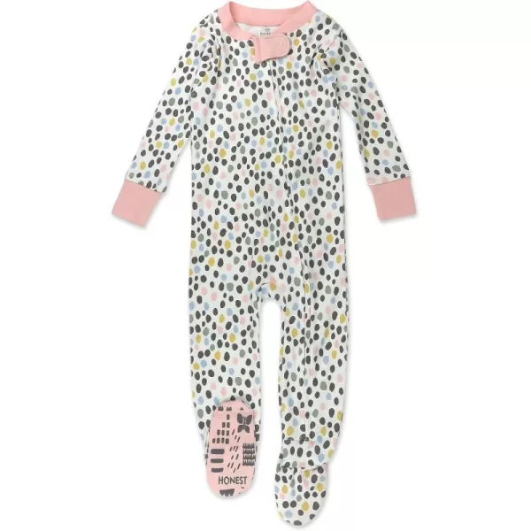 imageHonestBaby Baby Girls NonSlip Footed OnePiece ZipFront 100 Organic Cotton Pajamas LegacyPebble Multi