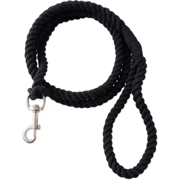 imageHonestBaby Collars and Leash Sets Braided and Vegan Suede for Dogs Organic Cotton for Pets BlackBlack One SizeBlackBlack Cotton Leash with Handle