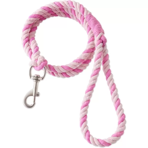 Soft Pink/Bright Pink Cotton Leash with Handle