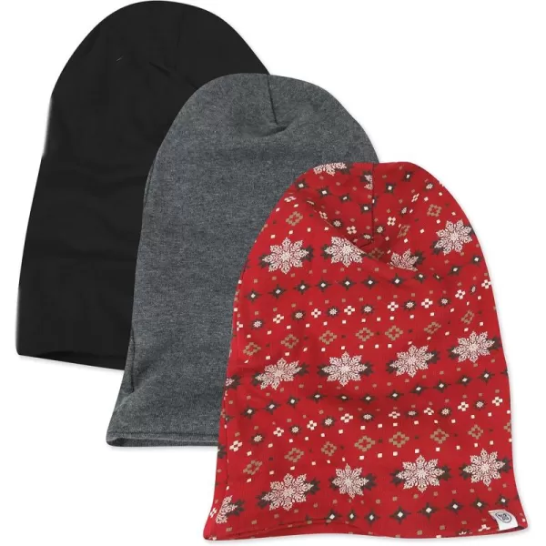 imageHonestBaby Reversible Beanie Hats Multipack Organic Cotton for Infant Unisex Baby Boys ampamp Girls3pack Fair Isle Red
