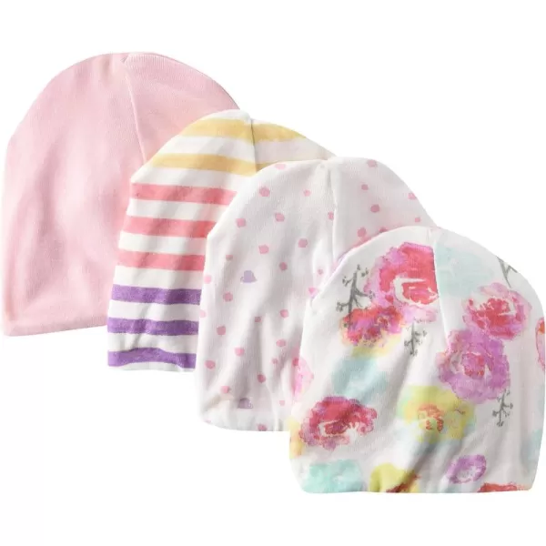imageHonestBaby Reversible Beanie Hats Multipack Organic Cotton for Infant Unisex Baby Boys ampamp Girls4pack Rose Blossom
