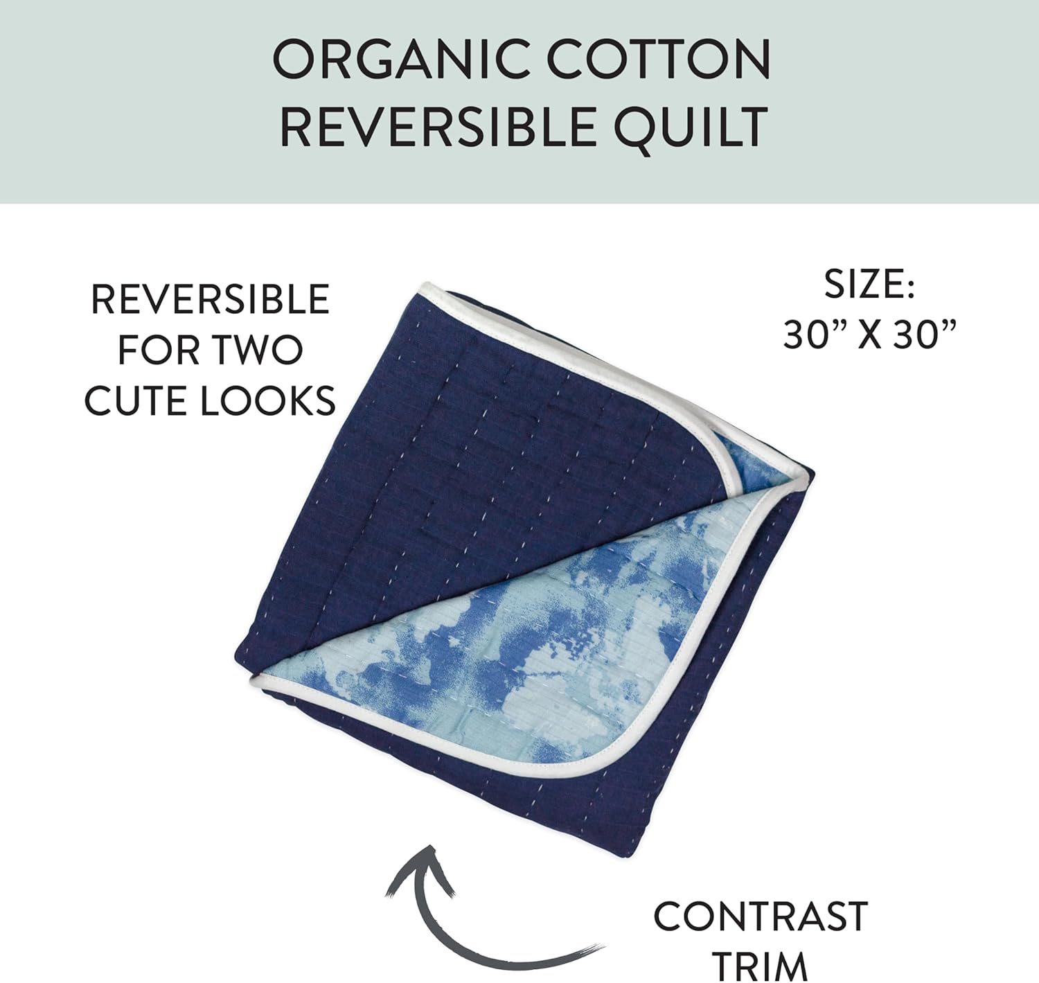 imageHonestBaby Quilted Baby Blankets Reversible Organic Cotton for Infant Boys Girls Unisex Pattern PlayGray One Size1pack Watercolor WorldNavy Hand Quilted Blanket