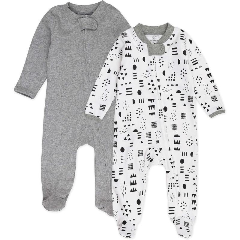 imageHonestBaby Baby Boys 2Pack Sleep and Play Footed Pajamas OnePiece Sleeper Jumpsuit Zipfront Pjs Organic CottonPatternplay