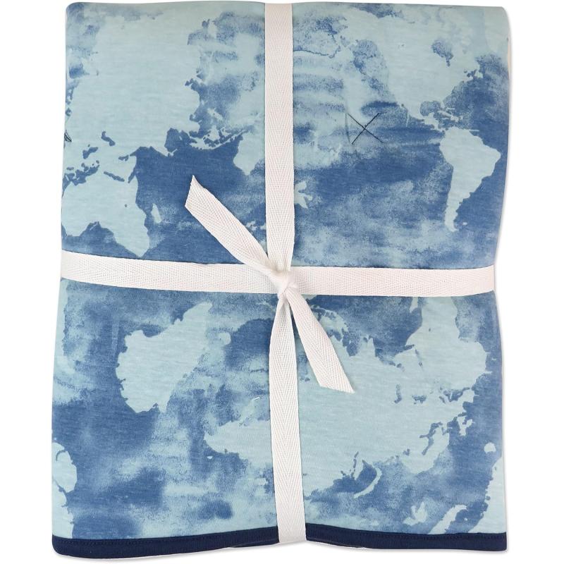 imageHonestBaby Quilted Baby Blankets Reversible Organic Cotton for Infant Boys Girls Unisex Pattern PlayGray One Size1pack Watercolor World Reversible Blanket