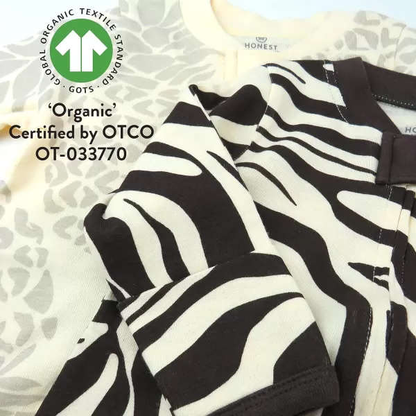 imageHonestBaby Baby Boys 2Pack Sleep and Play Footed Pajamas OnePiece Sleeper Jumpsuit Zipfront Pjs Organic CottonBrown Zebra