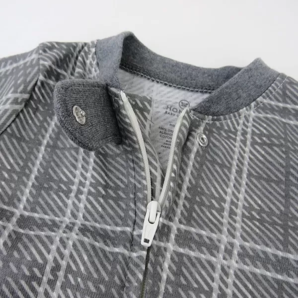 imageHonestBaby Baby Boys 2Pack Sleep and Play Footed Pajamas OnePiece Sleeper Jumpsuit Zipfront Pjs Organic CottonGrey Plaid