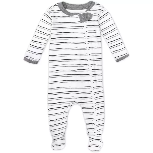 imageHonestBaby Baby Boys 2Pack Sleep and Play Footed Pajamas OnePiece Sleeper Jumpsuit Zipfront Pjs Organic CottonTossed SkullsSketchy Stripe