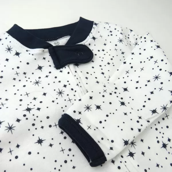 imageHonestBaby Baby Boys 2Pack Sleep and Play Footed Pajamas OnePiece Sleeper Jumpsuit Zipfront Pjs Organic CottonTwinkle Star WhiteNavy