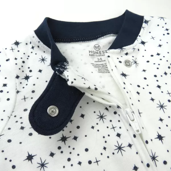 imageHonestBaby Baby Boys 2Pack Sleep and Play Footed Pajamas OnePiece Sleeper Jumpsuit Zipfront Pjs Organic CottonTwinkle Star WhiteNavy