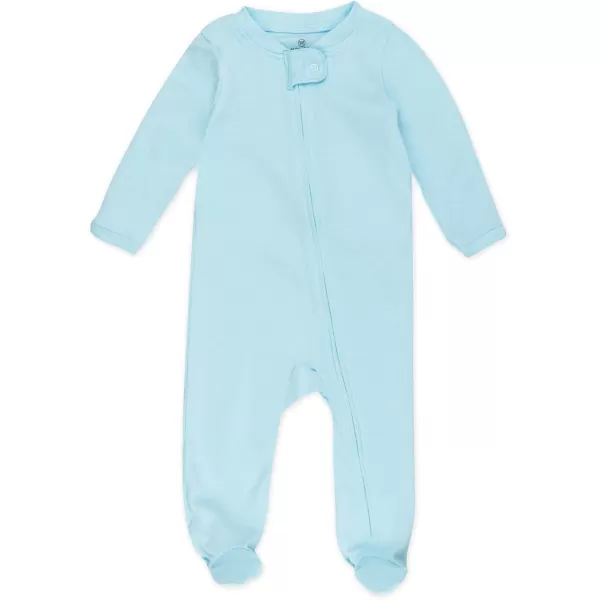 imageHonestBaby Baby Boys 2Pack Sleep and Play Footed Pajamas OnePiece Sleeper Jumpsuit Zipfront Pjs Organic CottonWatercolor WorldTeal Blue
