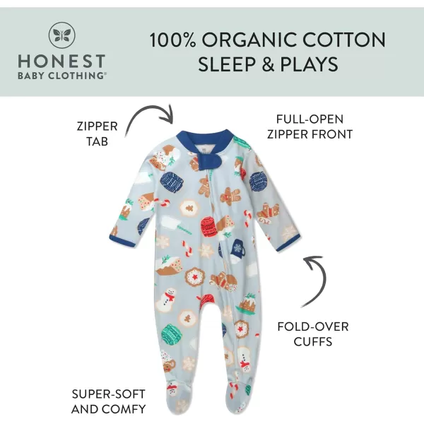 imageHonestBaby Baby Holiday Sleep and Play Footed Holiday Pajamas Onepiece Sleeper Zipfront Organic Cotton PjsEverything Nice