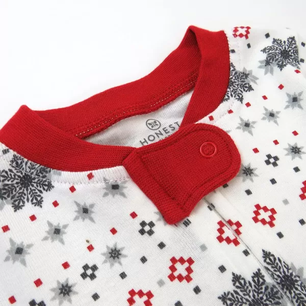 imageHonestBaby Baby Holiday Sleep and Play Footed Holiday Pajamas Onepiece Sleeper Zipfront Organic Cotton PjsFair Isle Holiday Ivory