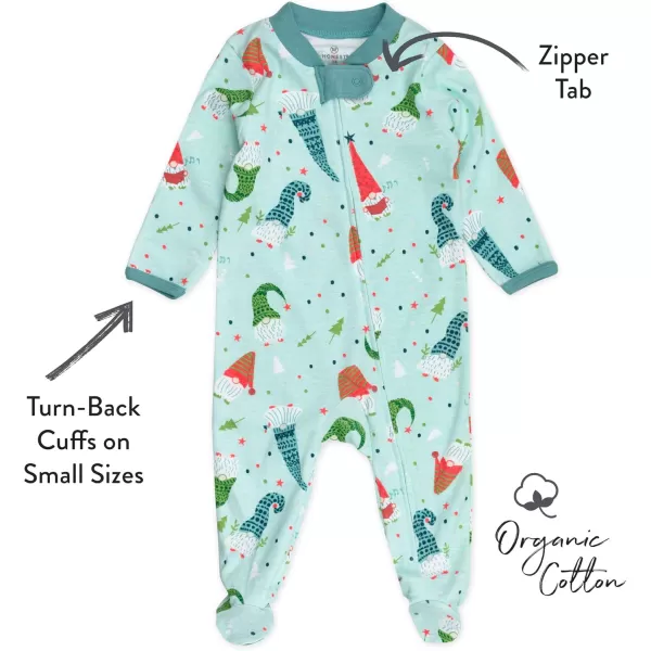 imageHonestBaby Baby Holiday Sleep and Play Footed Holiday Pajamas Onepiece Sleeper Zipfront Organic Cotton PjsFalling Snowflakes Navy