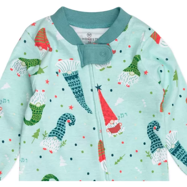 imageHonestBaby Baby Holiday Sleep and Play Footed Holiday Pajamas Onepiece Sleeper Zipfront Organic Cotton PjsFalling Snowflakes Navy