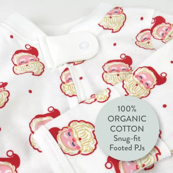 imageHonestBaby Baby Holiday Sleep and Play Footed Holiday Pajamas Onepiece Sleeper Zipfront Organic Cotton PjsHo Ho Ho