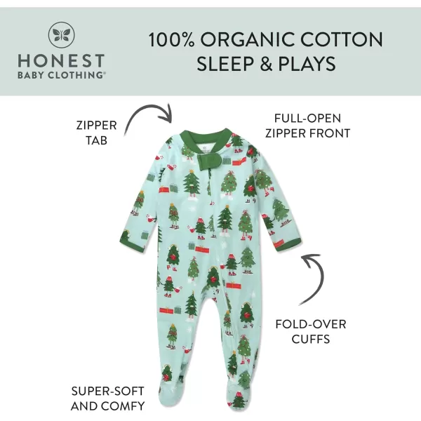 imageHonestBaby Baby Holiday Sleep and Play Footed Holiday Pajamas Onepiece Sleeper Zipfront Organic Cotton PjsHoliday Skate