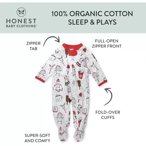 imageHonestBaby Baby Holiday Sleep and Play Footed Holiday Pajamas Onepiece Sleeper Zipfront Organic Cotton PjsOoie Gooie Holiday
