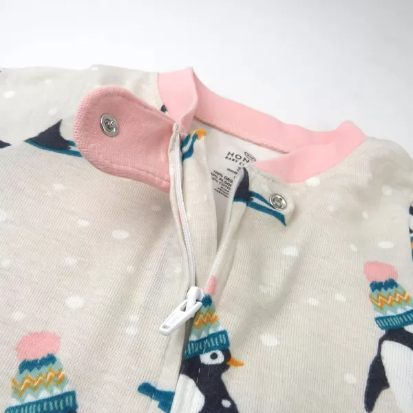 imageHonestBaby Baby Holiday Sleep and Play Footed Holiday Pajamas Onepiece Sleeper Zipfront Organic Cotton PjsPenguin Dash