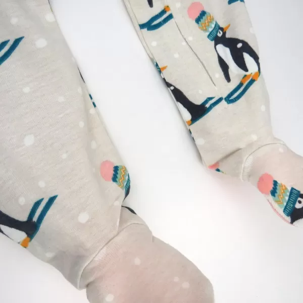 imageHonestBaby Baby Holiday Sleep and Play Footed Holiday Pajamas Onepiece Sleeper Zipfront Organic Cotton PjsPenguin Dash