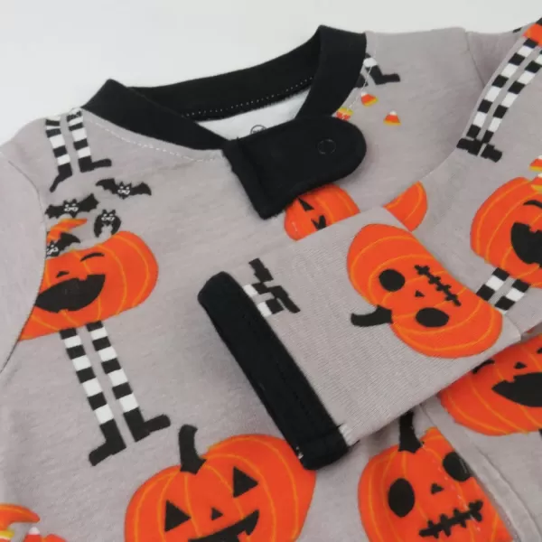 imageHonestBaby Baby Holiday Sleep and Play Footed Holiday Pajamas Onepiece Sleeper Zipfront Organic Cotton PjsPippi Long Pumpkin