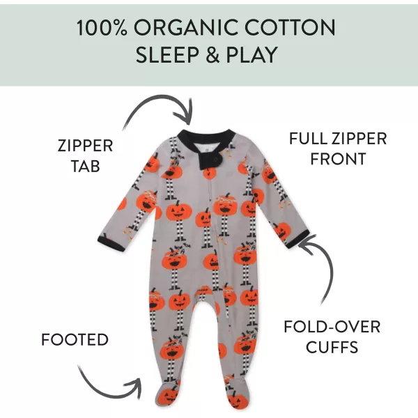 imageHonestBaby Baby Holiday Sleep and Play Footed Holiday Pajamas Onepiece Sleeper Zipfront Organic Cotton PjsPippi Long Pumpkin