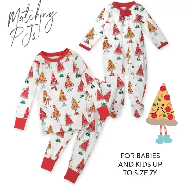 imageHonestBaby Baby Holiday Sleep and Play Footed Holiday Pajamas Onepiece Sleeper Zipfront Organic Cotton PjsPizza Joy