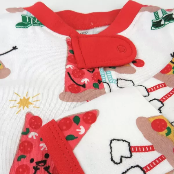 imageHonestBaby Baby Holiday Sleep and Play Footed Holiday Pajamas Onepiece Sleeper Zipfront Organic Cotton PjsPizza Joy