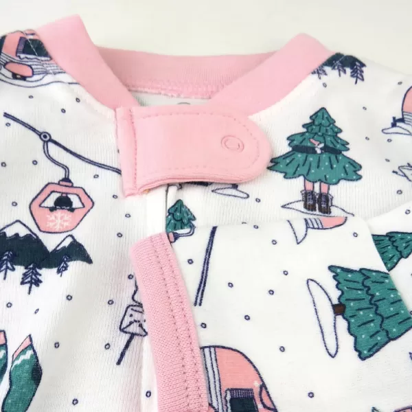 imageHonestBaby Baby Holiday Sleep and Play Footed Holiday Pajamas Onepiece Sleeper Zipfront Organic Cotton PjsSki Trip