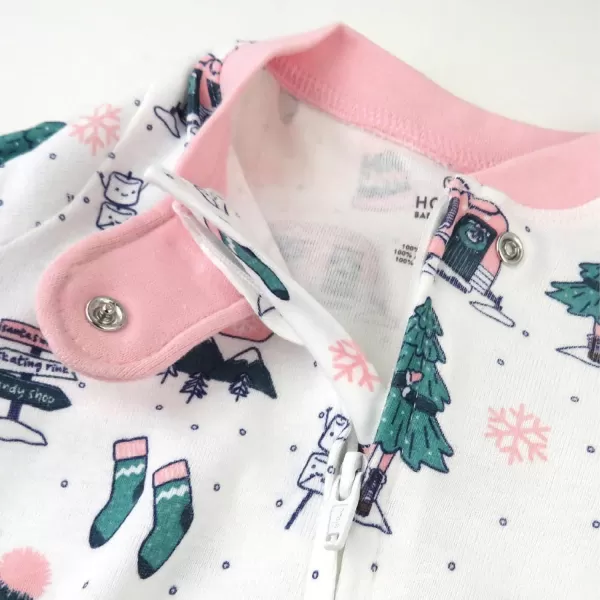 imageHonestBaby Baby Holiday Sleep and Play Footed Holiday Pajamas Onepiece Sleeper Zipfront Organic Cotton PjsSki Trip