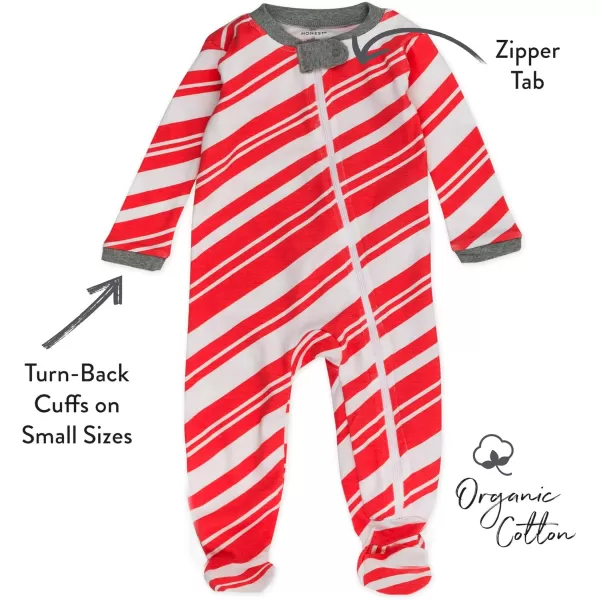 imageHonestBaby Baby Sleep and Play Footed Pajamas Onepiece Sleeper Jumpsuit Zipfront Pjs Organic CottonCandy Cane