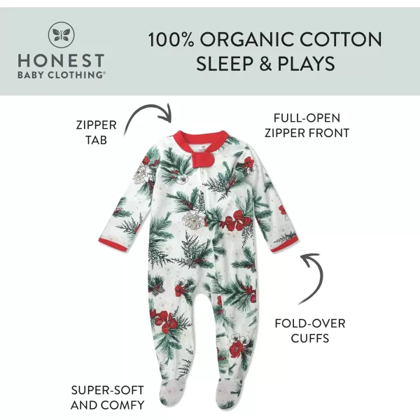 imageHonestBaby Baby Sleep and Play Footed Pajamas Onepiece Sleeper Jumpsuit Zipfront Pjs Organic CottonEmerald Floral