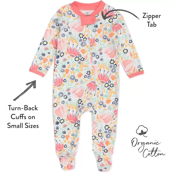 imageHonestBaby Baby Sleep and Play Footed Pajamas Onepiece Sleeper Jumpsuit Zipfront Pjs Organic CottonFlower Power