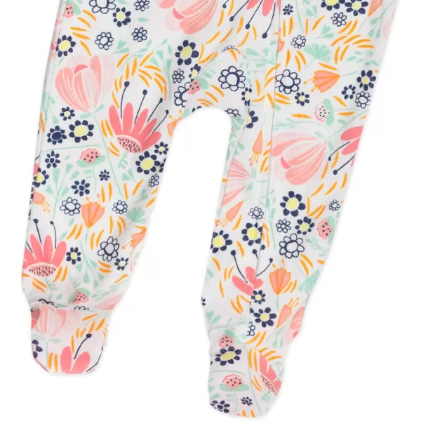 imageHonestBaby Baby Sleep and Play Footed Pajamas Onepiece Sleeper Jumpsuit Zipfront Pjs Organic CottonFlower Power