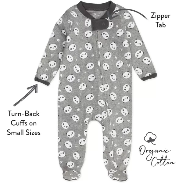 imageHonestBaby Baby Sleep and Play Footed Pajamas Onepiece Sleeper Jumpsuit Zipfront Pjs Organic CottonPanda