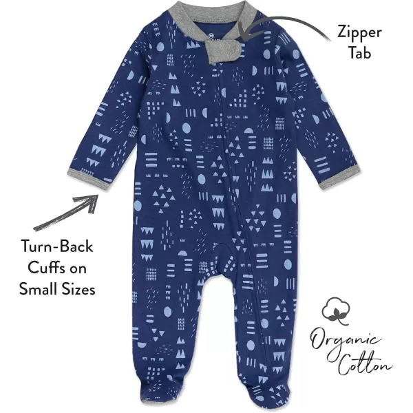 imageHonestBaby Baby Sleep and Play Footed Pajamas Onepiece Sleeper Jumpsuit Zipfront Pjs Organic CottonPattern Play Dark Navy