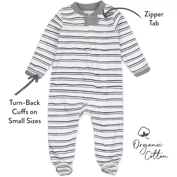imageHonestBaby Baby Sleep and Play Footed Pajamas Onepiece Sleeper Jumpsuit Zipfront Pjs Organic CottonSketchy Stripe