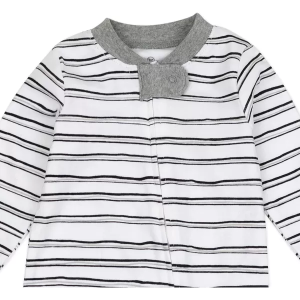 imageHonestBaby Baby Sleep and Play Footed Pajamas Onepiece Sleeper Jumpsuit Zipfront Pjs Organic CottonSketchy Stripe
