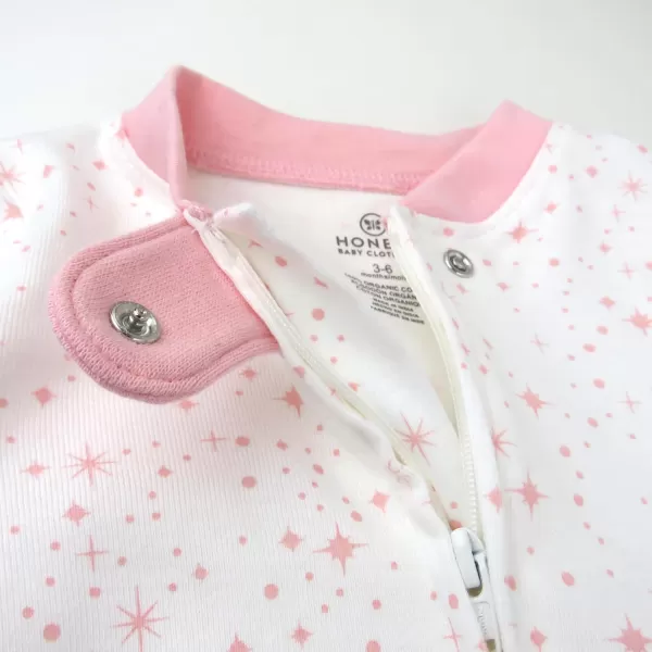 imageHonestBaby Baby Sleep and Play Footed Pajamas Onepiece Sleeper Jumpsuit Zipfront Pjs Organic CottonTwinkle Star White Pink